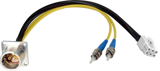 Camplex HF-EDWBP8ST-06IN LEMO EDW to Dual ST & 6-Pin RG MATE-N-LOCK Power Fiber Breakout Cable - 6 Inch | American Cable Assemblies