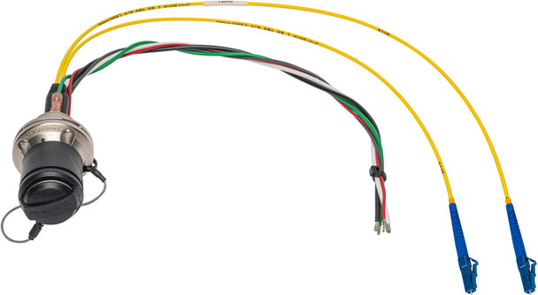 Camplex HF-NOCMBP4LC12IN Male DRAGONFLY Chassis Mount to Duplex LC & Blunt Lead Internal Fiber Breakout - 12 Inch | American Cable Assemblies