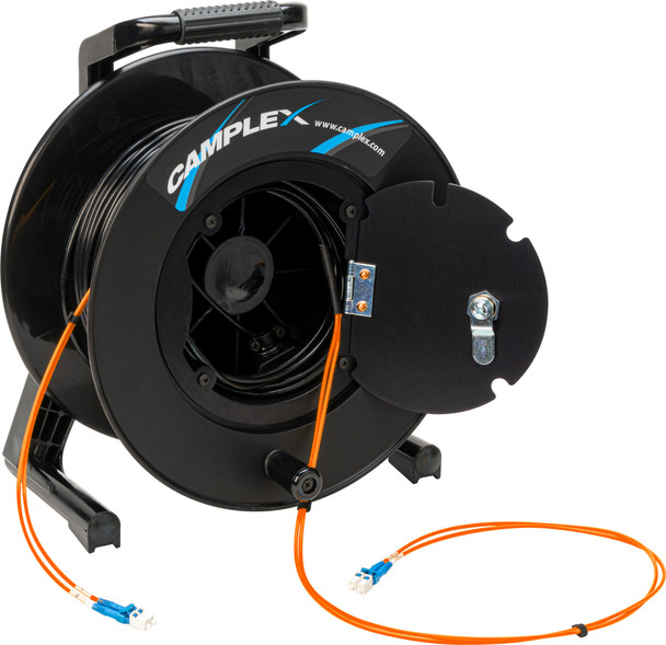Camplex HF-TR02LCM1-0250 2-Channel LC Multimode OM1 Fiber Optic Tactica Cable on Reel - 250 Foot | American Cable Assemblies