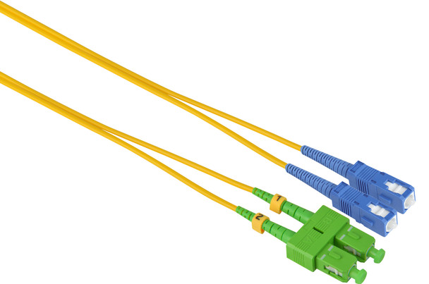 Camplex SMD9-ASC-SC-001 APC SC to UPC SC Premium Bend Tolerant Single Mode Duplex Fiber Patch Cable - Yellow - 1 Meter | American Cable Assemblies