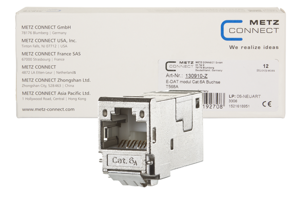 Metz Connect 130910-Z E-DAT modul Cat.6A 8(8) jack, (12 pcs) | American Cable Assemblies