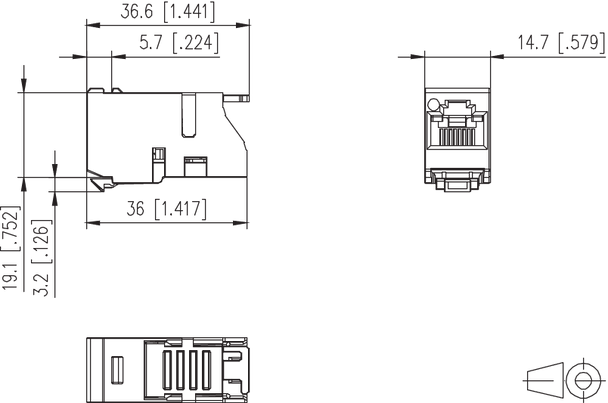 Metz Connect 130909-I. UAE modul Cat.6 jack white