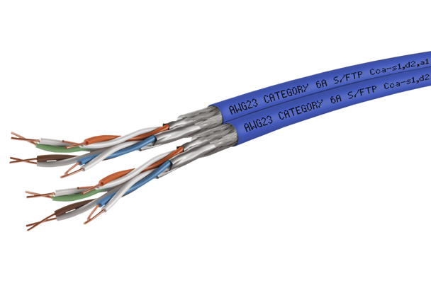 Metz Connect 130842A6ASFCF1D MC 550 AWG 23 Cat.6A S/FTP 2x4P LSHF-FR 500 m,
class Cca s1 d1 a1 | American Cable Assemblies