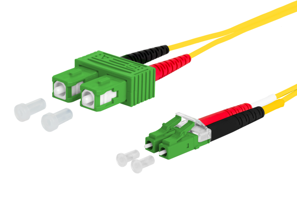 Metz Connect 151P1EAJAXXE OpDAT patch cord SC-D APC/LC-D APC OS2 | American Cable Assemblies