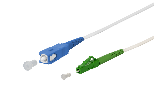 Metz Connect 151P7EOJAXXE OpDAT patch cord SC-S/LC-S APC OS2, white | American Cable Assemblies