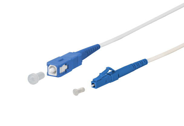 Metz Connect 151P7EOJOXXE OpDAT patch cord SC-S/LC-S OS2, white | American Cable Assemblies