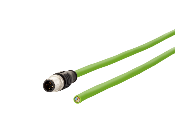 Metz Connect  M12 Industrial Ethernet cable, D-coded, M12 plug straight - free line end, drag chain, PUR | American Cable Assemblies