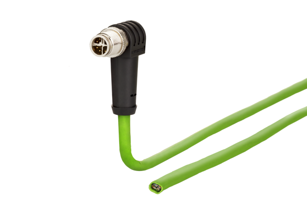 Metz Connect  M12 Industrial Ethernet cable, X-coded, M12 plug angled - free line end, coding at 315°, PUR | American Cable Assemblies