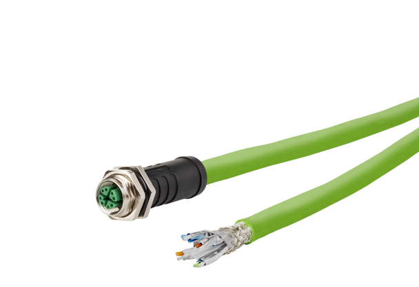 Metz Connect  M12 Industrial Ethernet cable, X-coded, M12 jack straight - free line end, torsion, PUR | American Cable Assemblies