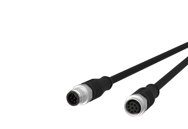 Metz Connect  M12 Sensor/actuator cable, A-coded, M12 plug straight - M12 jack straight, shielded, 8-pole, PUR-C | American Cable Assemblies