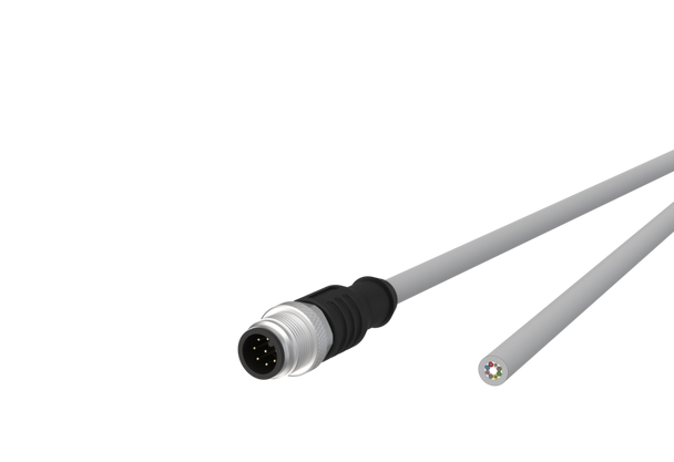 Metz Connect  M12 Sensor/actuator cable, A-coded,
M12 plug straight - free line end,
unshielded, 8-pole, PVC | American Cable Assemblies