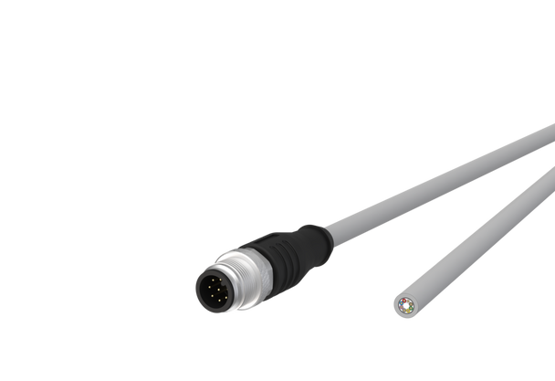 Metz Connect  M12 Sensor/actuator cable, A-coded,
M12 plug straight - free line end,
shielded, 8-pole, PVC-C | American Cable Assemblies