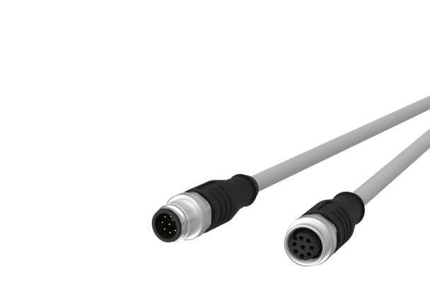 Metz Connect  M12 Sensor/actuator cable, A-coded,
M12 plug straight - M12 jack straight,
shielded, 8-pole, PVC-C | American Cable Assemblies