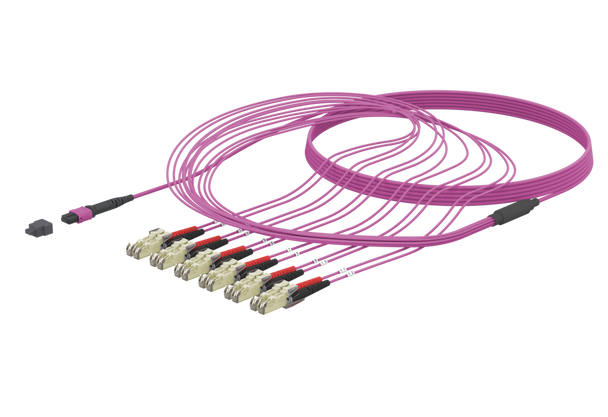 Metz Connect 152SBTFMOXYYZZ OpDAT cable fanout 1xMTP-F/6xE2000-D OM4 | American Cable Assemblies