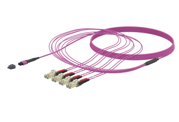 Metz Connect 152SC8FMOXYYZZ OpDAT cable fanout 1xMTP-F/4xE2000-D OM4 | American Cable Assemblies