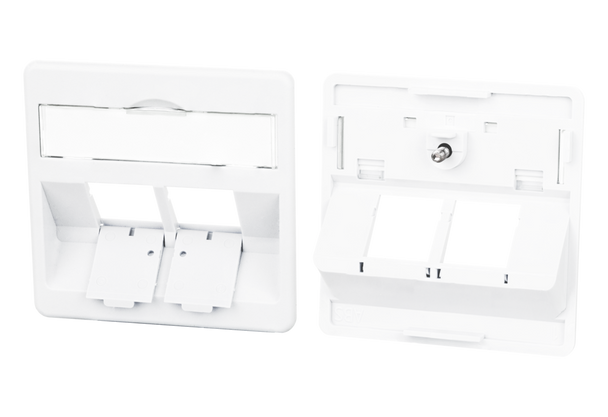 Metz Connect 860210-0227-I Central plate 50 x 50 mm 2 port, traffic white, modul | American Cable Assemblies