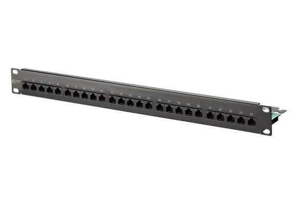 Metz Connect 130814-0203-E UAE 25x8(4) Cat.3 patch panel, steel black | American Cable Assemblies
