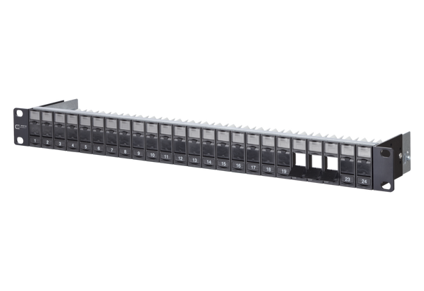 Metz Connect 130920-BKKE Keystone 19 inch module frame 1RU
24 port black unequipped, shielded | American Cable Assemblies