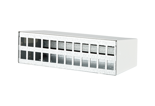 Metz Connect 130861-2402KE Keystone surface mount housing 2x12 port pure white, unequipped | American Cable Assemblies