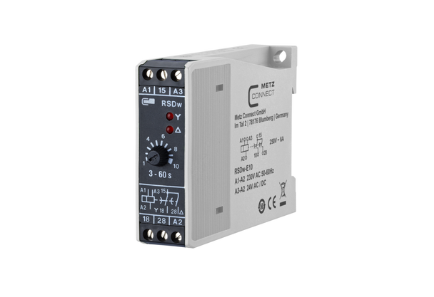 Metz Connect 11016141280517 RSDw-E10, 230 V AC / 24 V AC/DC, 3-60 s | American Cable Assemblies