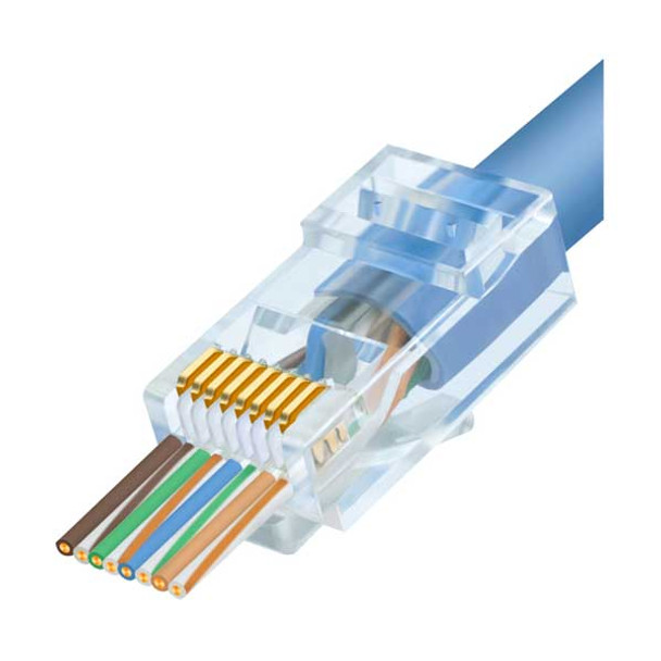 SR Component C5EPLUGPS SR Components C5EPLUGPS Cat5e Pass Thru Modular Plugs 100-Piece Jar | American Cable Assemblies