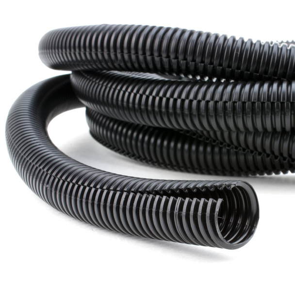 SR Component WL-1/4-100 Black Split Loom Tubing - 1/4" I.D. / 100' Roll | American Cable Assemblies