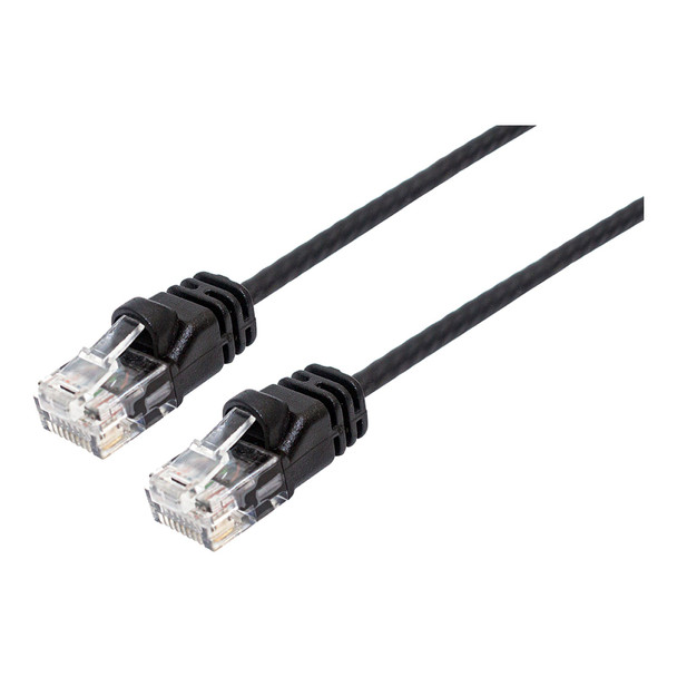 SR Component C6ATHBK1 Cat6A Thin Network Patch Cable, 10Gbps, 30AWG, Black, 1FT | American Cable Assemblies