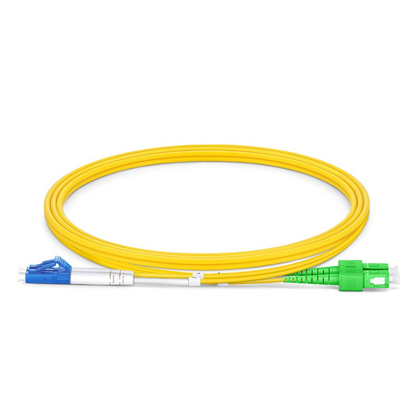 American Cable Assemblies #62926 LC UPC to SC APC Duplex OS2 Single Mode PVC (OFNR) 2.0mm Tight-Buffered Fiber Optic Patch Cable