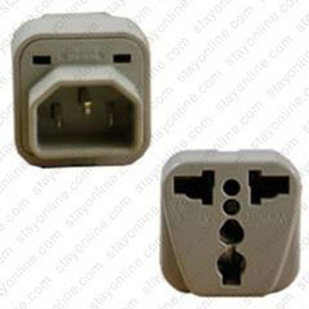IEC320 C14 Male Plug to Multi Country Connector - Block Plug Adapter