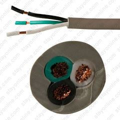 Cable Cord Bulk 18x3c SJT Gray 300v 105* UL No-Filler Green,White,Black