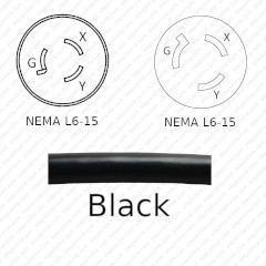 NEMA L6-15 Male Plug to L6-15 Connector 1.0 meters / 3.25 feet 15A/250V 14/3 SJT Black - Power Extension Cord