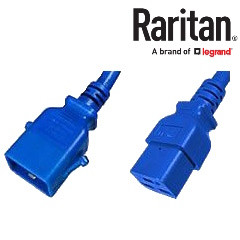 Raritan SecureLock SLC20C19-12FTK2-6PK IEC320 C20 Male Plug to C19 Connector 3.7 meters / 12 feet 20A/250V 12/3 SJT Blue - 6 Pack Locking Power Cords