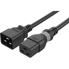 IEC320 C20 Male Plug to C19 Connector S-Lock 1.8 meters / 6 feet 20A/250V 12/3 SJT Black - Universal Locking Power Cord