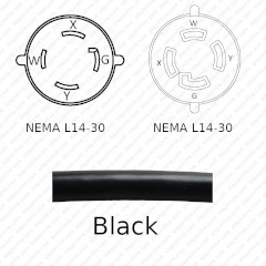NEMA L14-30 Male Plug to L14-30 Connector 7.6 meters / 25 feet 30A/250V 10/4 SOOW Black - Power Extension Cord