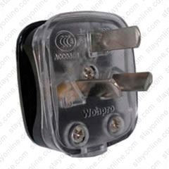 AC Male Power Plug China GB2099 10 Amp 250 Volt Black/Clear Down Angle Entry