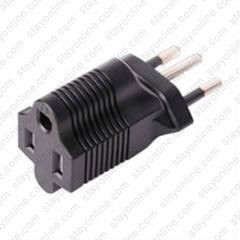 Brazil NBR14136 Male Plug to NEMA 5-15 Connector - Block Plug Adapter