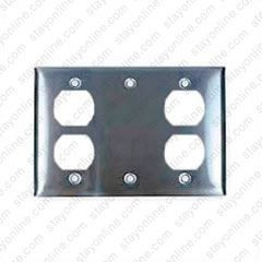 HUBBELL SS8147 Wall Plate AC 3 Gang Duplex 4 Standard Stainless Steel