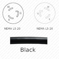 NEMA L5-20 Male Plug to L5-20 Connector 24.5 meters / 80 feet 18A/125V 12/3 SJT Black - Power Extension Cord