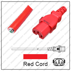 Cord Blunt/C15 WS-Lock Red 2.0m/6.5' 15A/250V 14/3 SJT