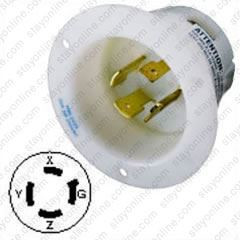 HUBBELL HBL2425 AC Flanged Inlet NEMA L15-20 Male White