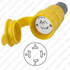 HUBBELL HBL27W76 AC Connector NEMA L16-20 Female Yellow Watertight