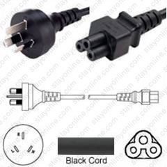 Australia AS3112 Male Plug to IEC320 C5 Connector 1.8 meters / 6 feet 2.5A/250V H05VV-F3G.75 Black - Country Power Cord Hanked