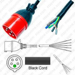 IEC60309 532P6 Male Plug to ROJ 2.5 meters / 8 feet 32A/415V H05VV-F5G4.0 Black - Power Supply Cord