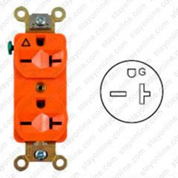 HUBBELL IG5462 AC Receptacle NEMA 6-15/20 Female Orange Duplex Isolated Ground