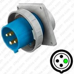 HUBBELL HBL4100B9W AC Inlet IEC60309 4100B9W Pin & Sleeve Inlet