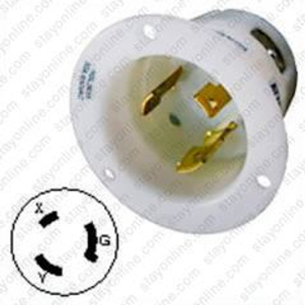 HUBBELL HBL2655 AC Flanged Inlet NEMA L9-30 Male White