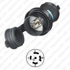 HUBBELL HBL2511SW AC Plug NEMA L21-20 Male Black Watertight