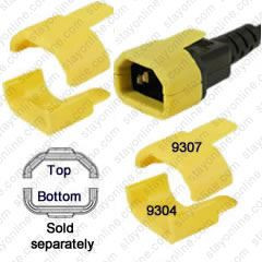 C14 SecureSleeve Bottom Contact Retention Insert for connecting a C14 cord end into a C13 Outlet Yellow