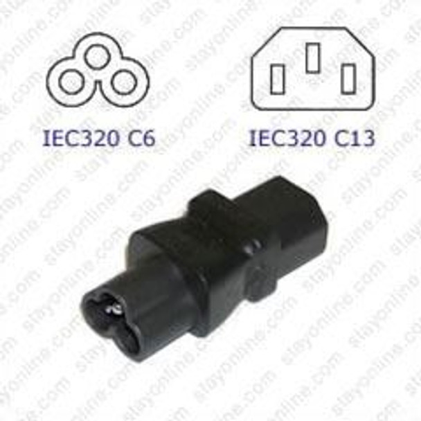 IEC320 C6 Male Plug to C13 Connector - Block Plug Adapter