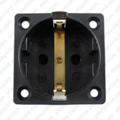 AC Female Power Wall Socket Cont. Europe CEE7/3 16 Amp 250 Volt Panel Mount Black Screw In